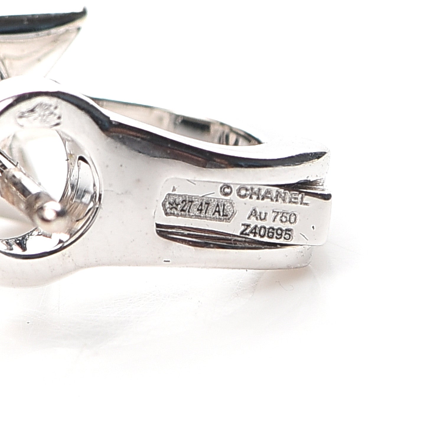 Chanel 18K White Gold Diamond Comete Chevron Earrings 4 of 5