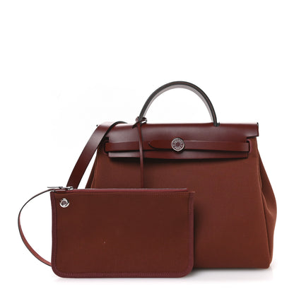 Hermes Military Toile Vache Hunter Laque Herbag Zip Retourne 31 PM Brique 3 of 12