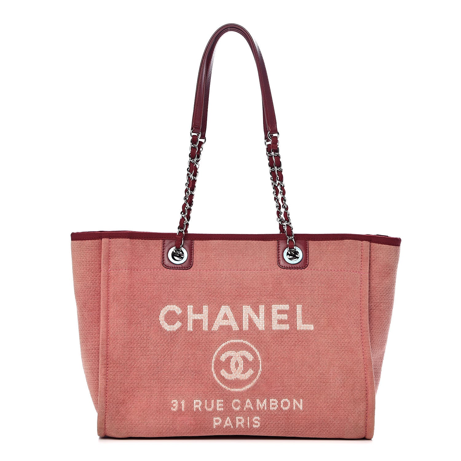Chanel Canvas Small Deauville Tote Red 1 of 12