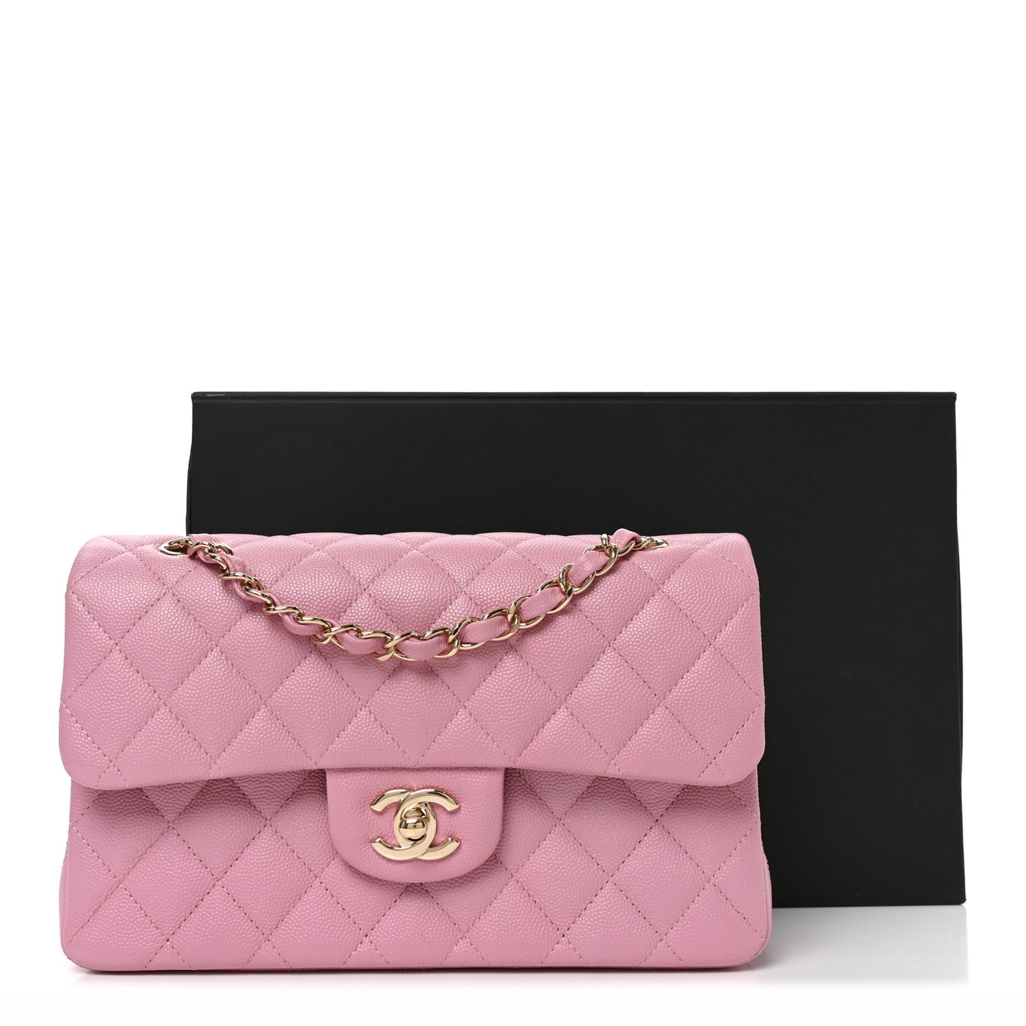 Caviar Quilted Small Double Flap Pink