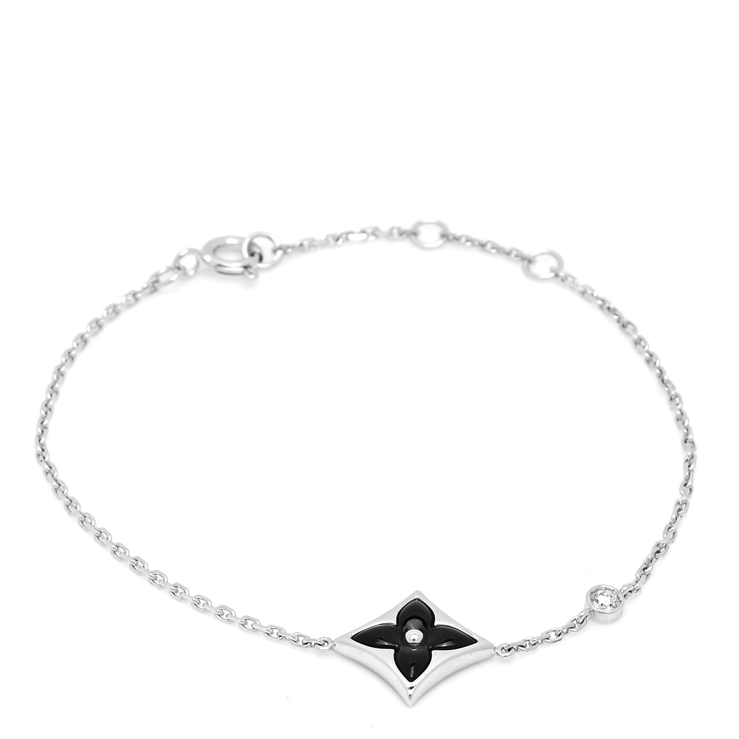 Louis Vuitton 18K White Gold Black Onyx Diamond Color Blossom BB Bracelet 1 of 6