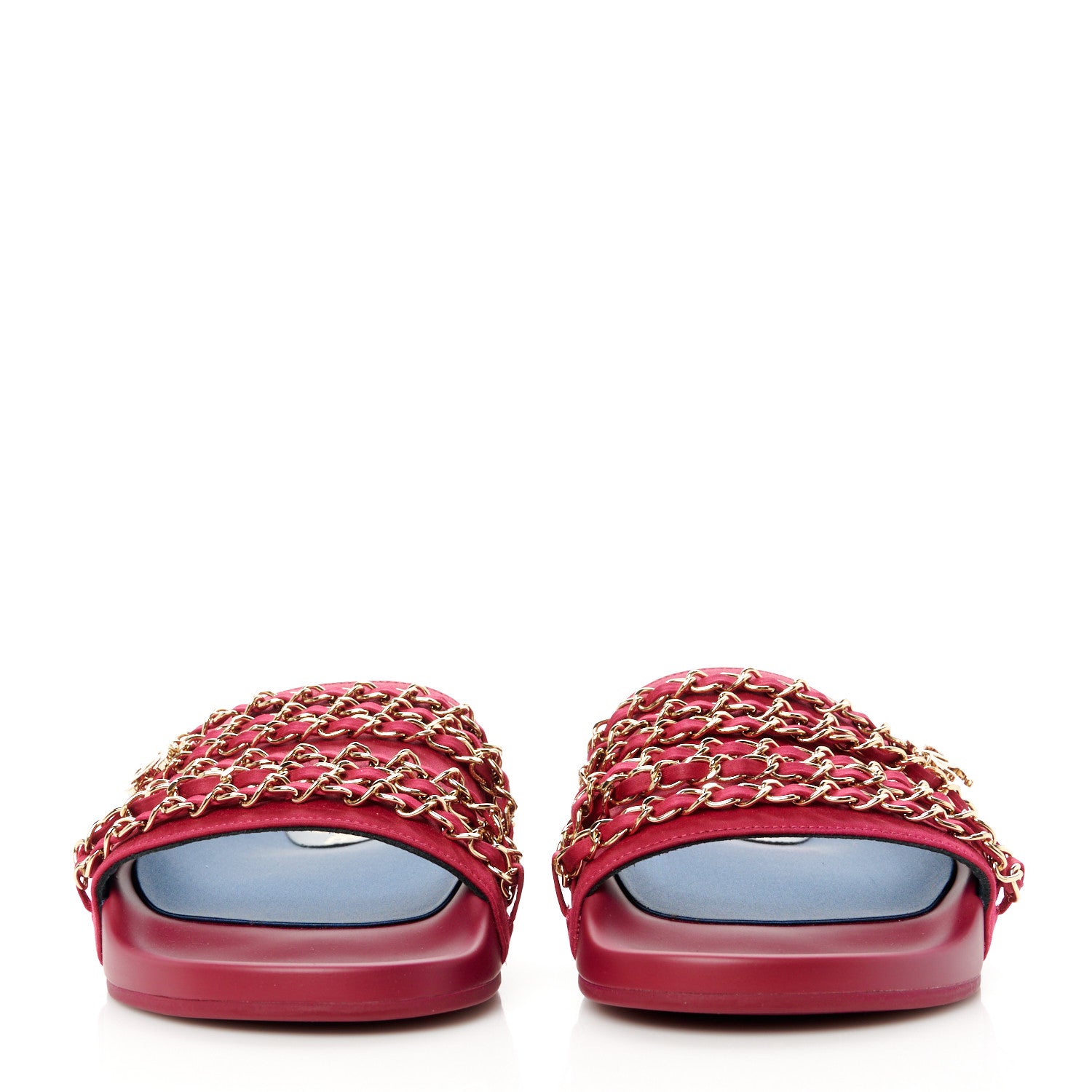 Chanel Satin Chain Flat Sandals 40 Dark Fuchsia 2 of 9