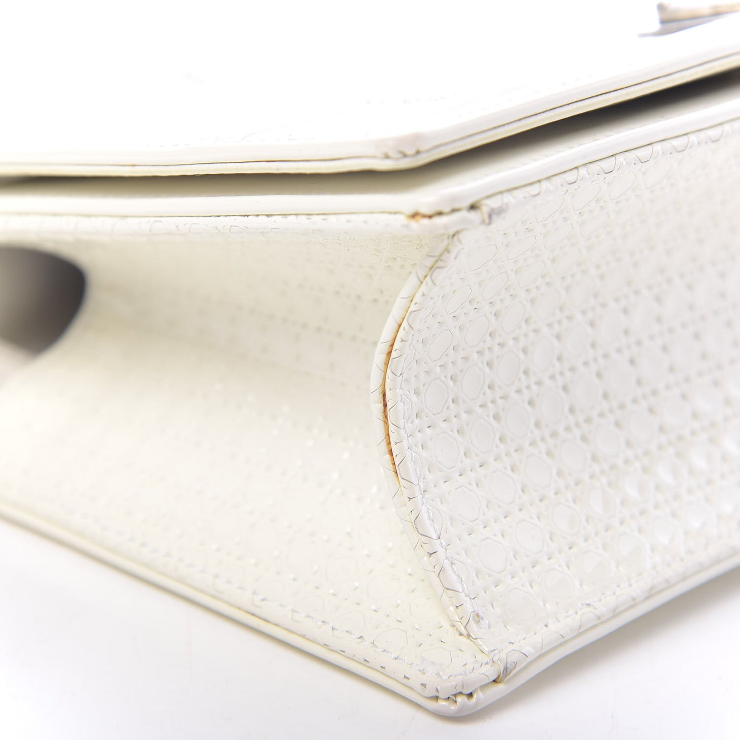 Patent Micro-Cannage Small Diorama Flap Bag White