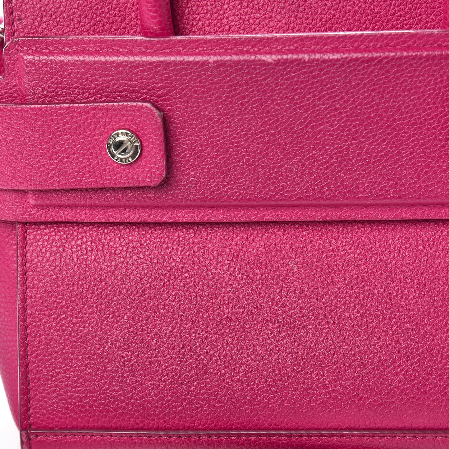 Grained Calfskin Mini Horizon Satchel Fushia