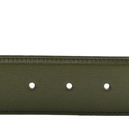 Gucci Azalea Calfskin Enamel Monochrome Double G 40mm Belt 75 30 Military Wood 3 of 5