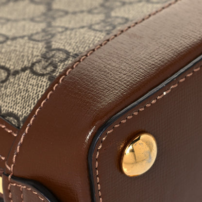 Gucci GG Supreme Monogram Azalea Calfskin Mini Horsebit 1955 Top Handle Bag Beige Ebony Brown Sugar 11 of 13