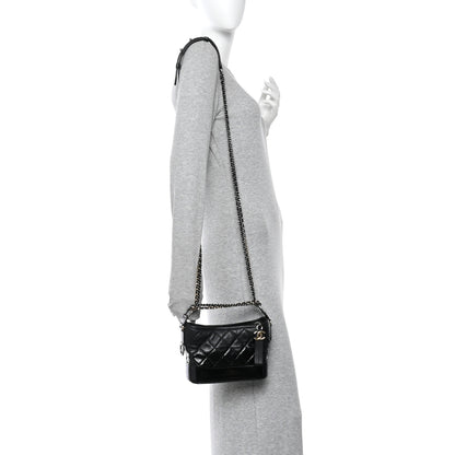 Chanel Patent Goatskin Quilted Small Gabrielle Hobo Black 2 of 9