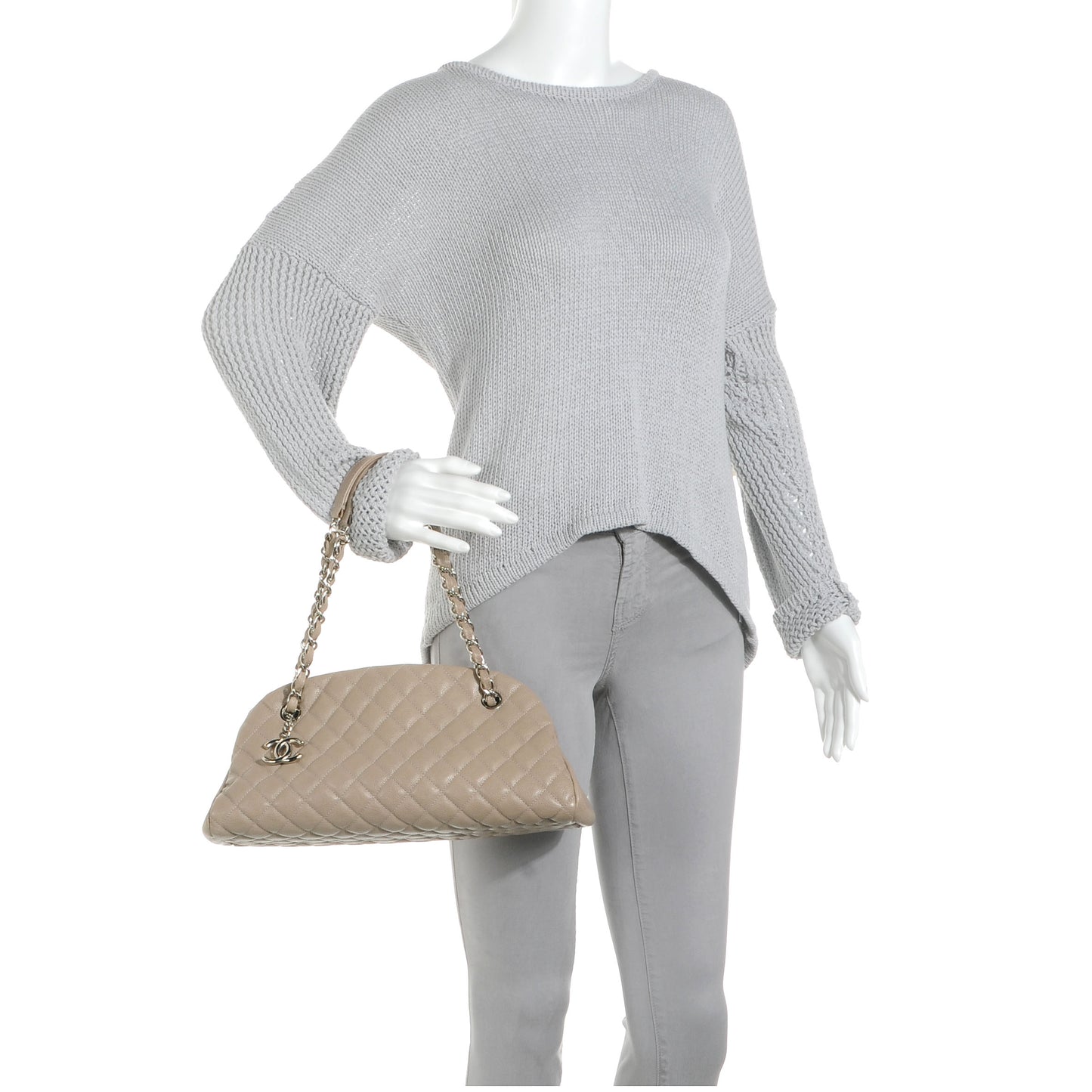 Caviar Quilted Medium Just Mademoiselle Beige