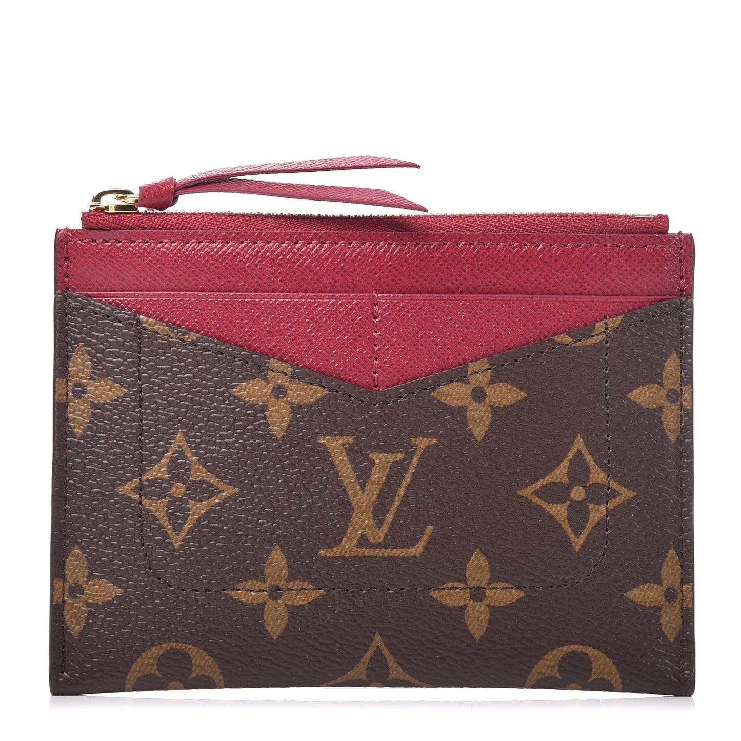 Monogram Zipped Card Holder Fuchsia