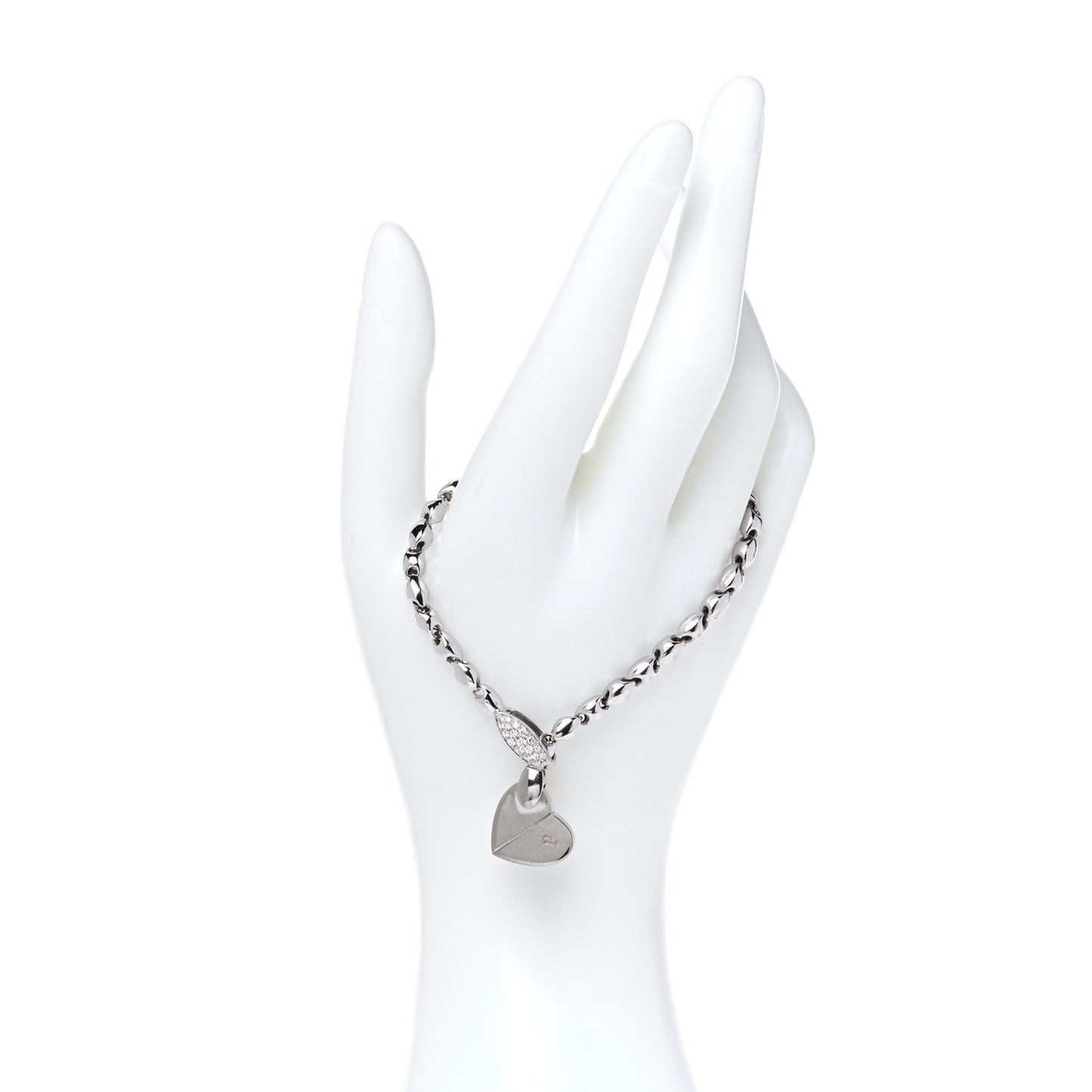 18K White Gold Diamond Dole Heart Bracelet