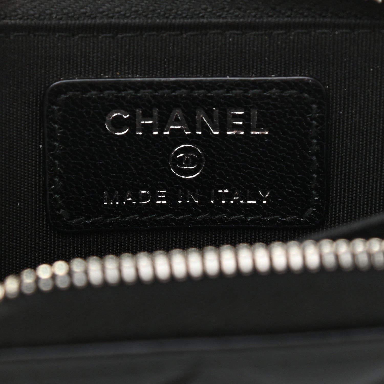 Chanel Lambskin Quilted Diamond CC Zip Around Coin Purse Black 6 of 7