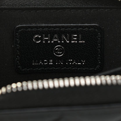 Chanel Lambskin Quilted Diamond CC Zip Around Coin Purse Black 6 of 7