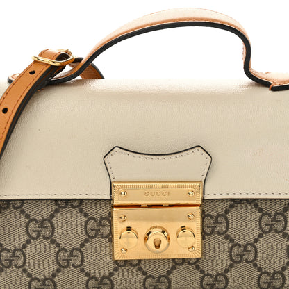 Gucci GG Supreme Monogram New Sakai Calfskin Mini Padlock Top Handle Shoulder Bag Beige Ebony Mystic White Sun Oil 8 of 11
