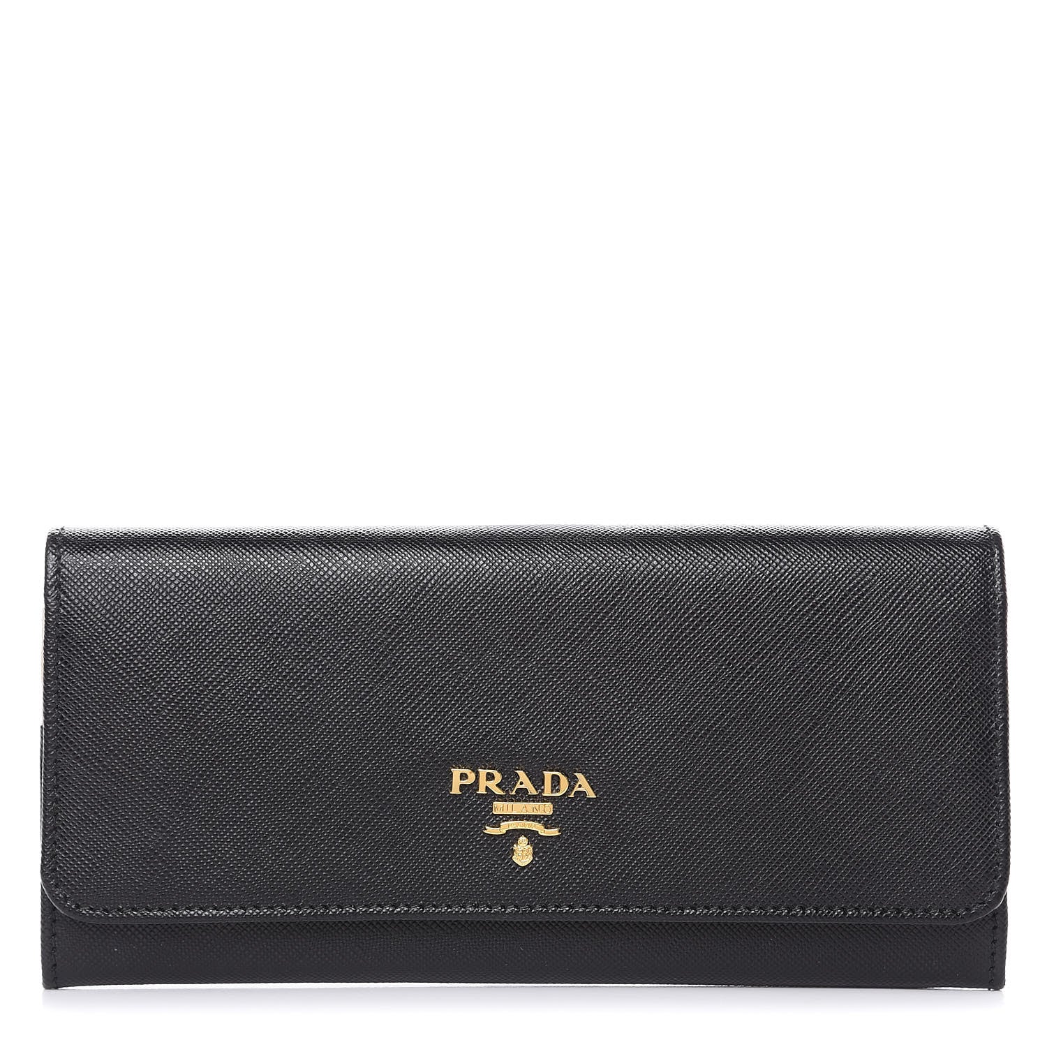 Prada Saffiano Colour Continental Flap Wallet Black 1 of 10