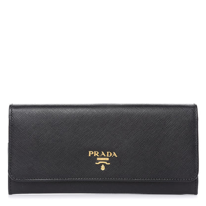 Prada Saffiano Colour Continental Flap Wallet Black 1 of 10