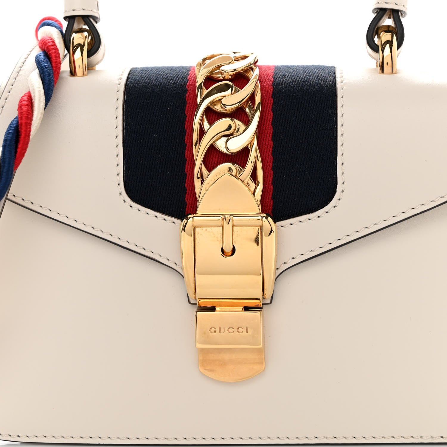 Gucci Calfskin Mini Sylvie Top Handle Bag White 8 of 10