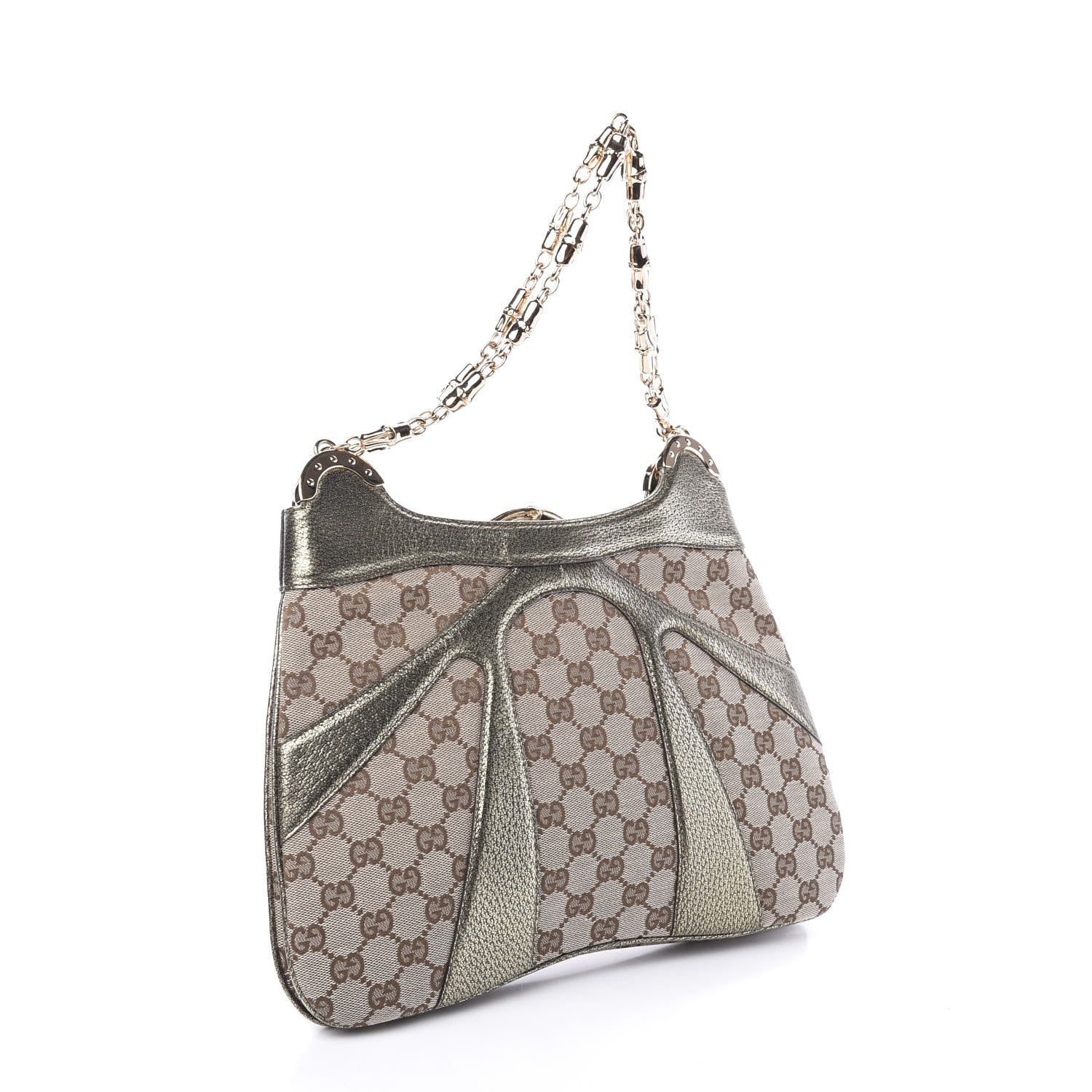Gucci Monogram Bamboo Chain Tom Ford Shoulder Bag Metallic 2 of 9