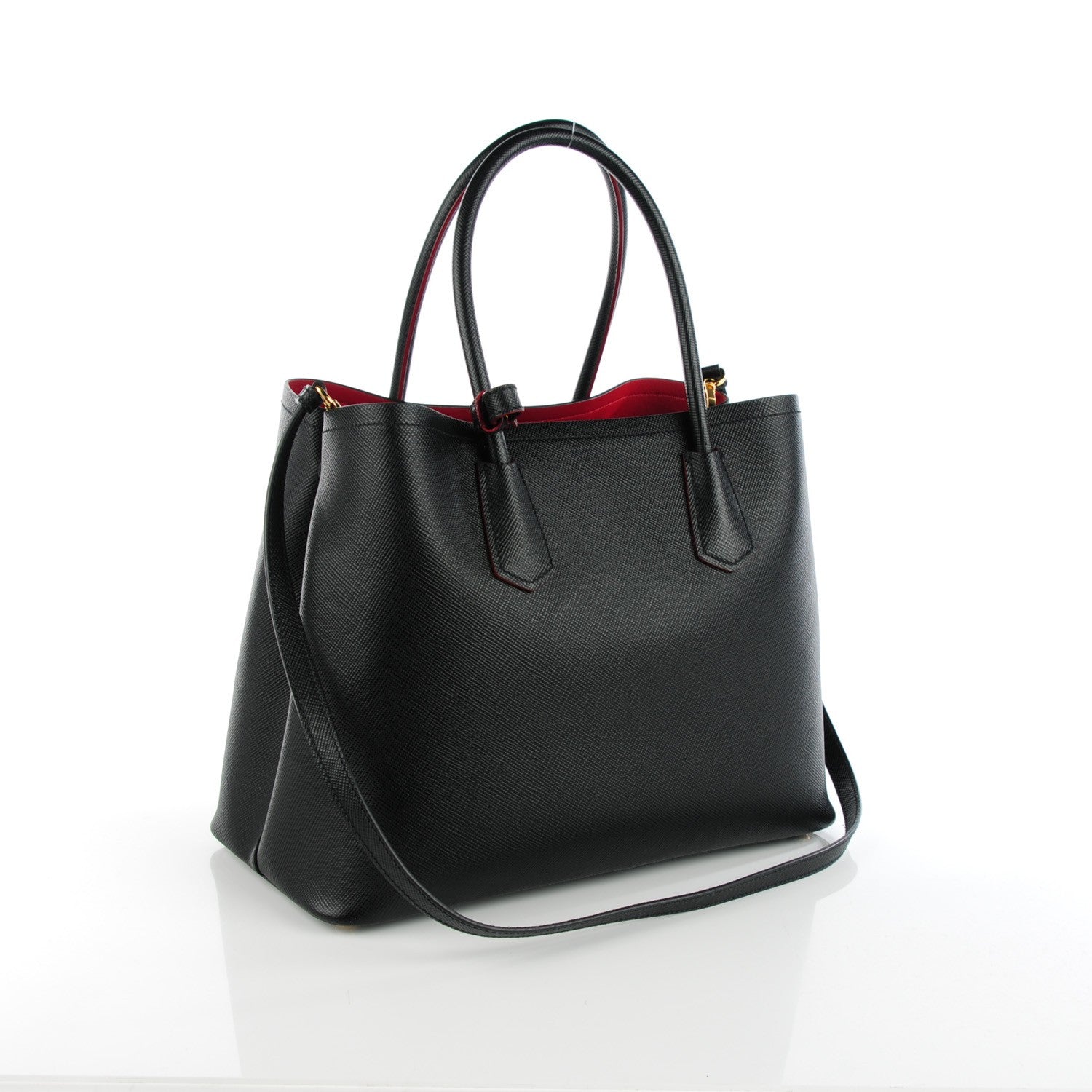 Prada Saffiano Cuir Large Double Bag Nero Black 3 of 7