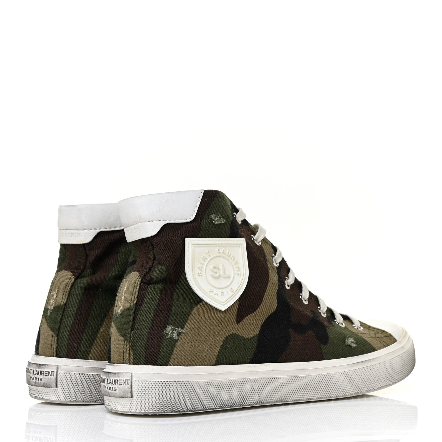 Saint Laurent Distressed Canvas Camouflage Print Bedford Hightop Sneakers 41 4 of 10