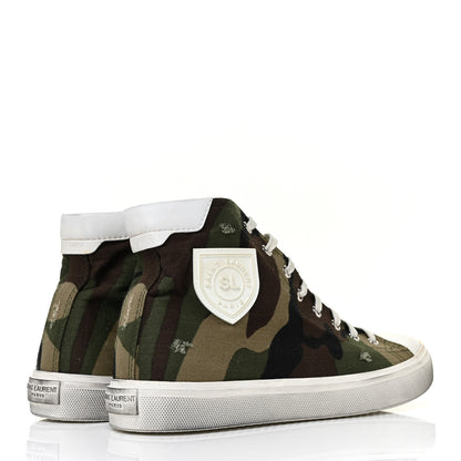 Saint Laurent Distressed Canvas Camouflage Print Bedford Hightop Sneakers 41 4 of 10