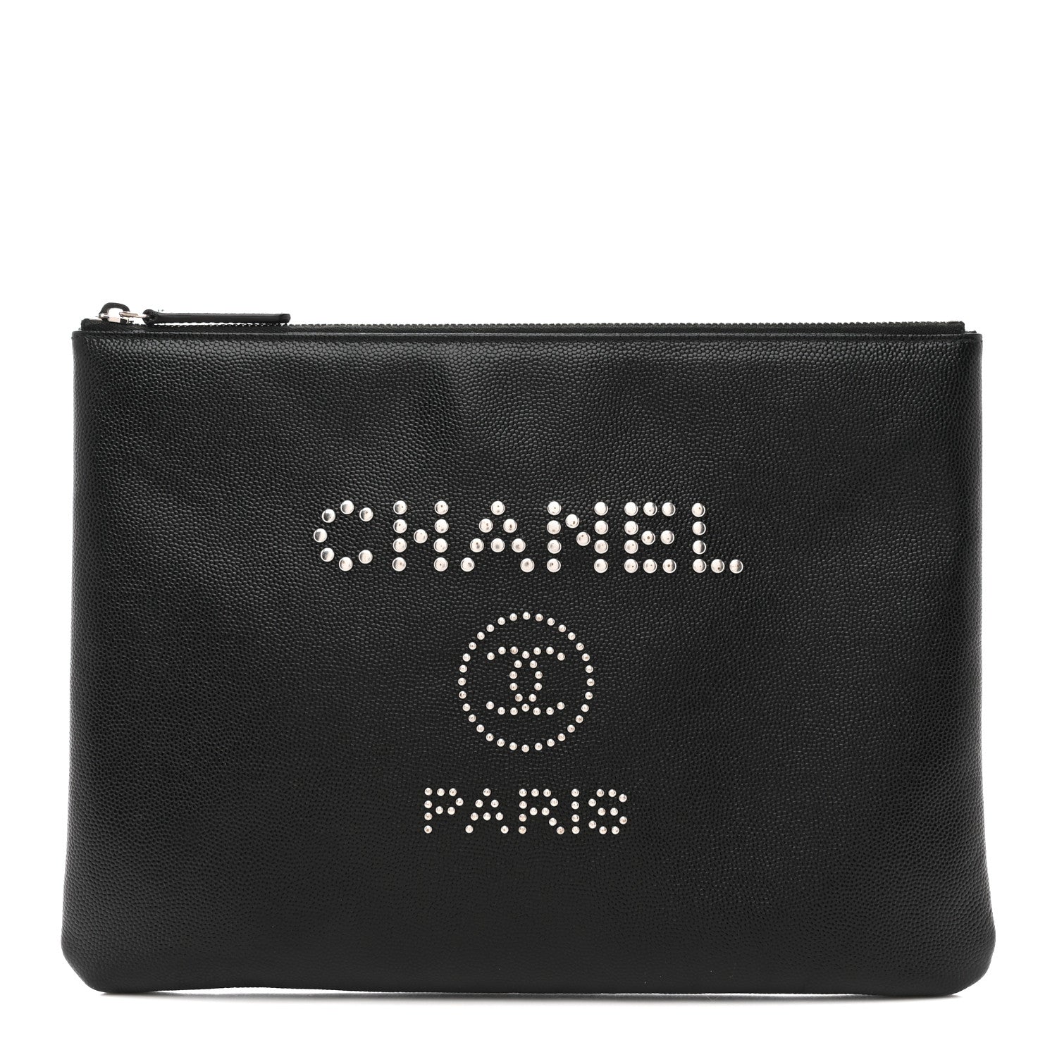 Chanel Caviar Studded Medium Deauville Pouch Black 1 of 8