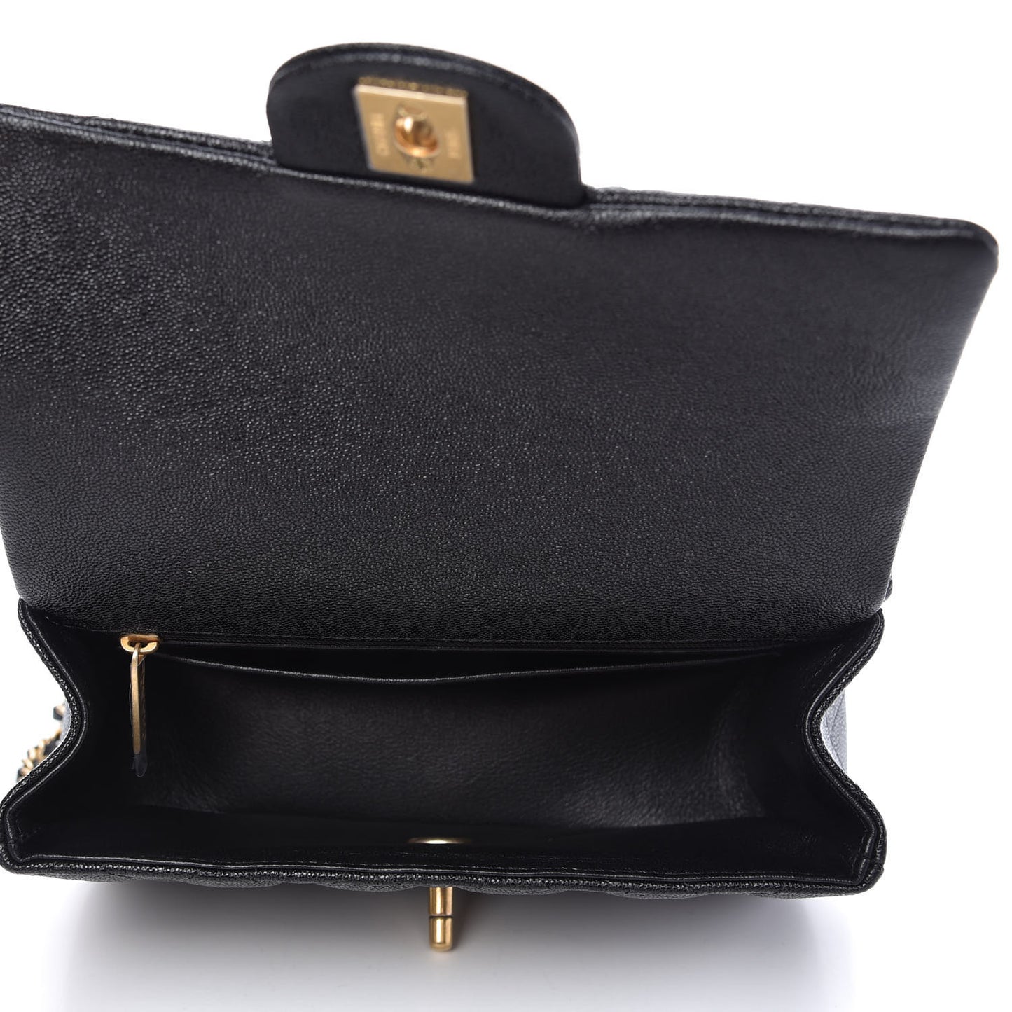 Caviar Quilted Mini Top Handle Rectangular Flap Black