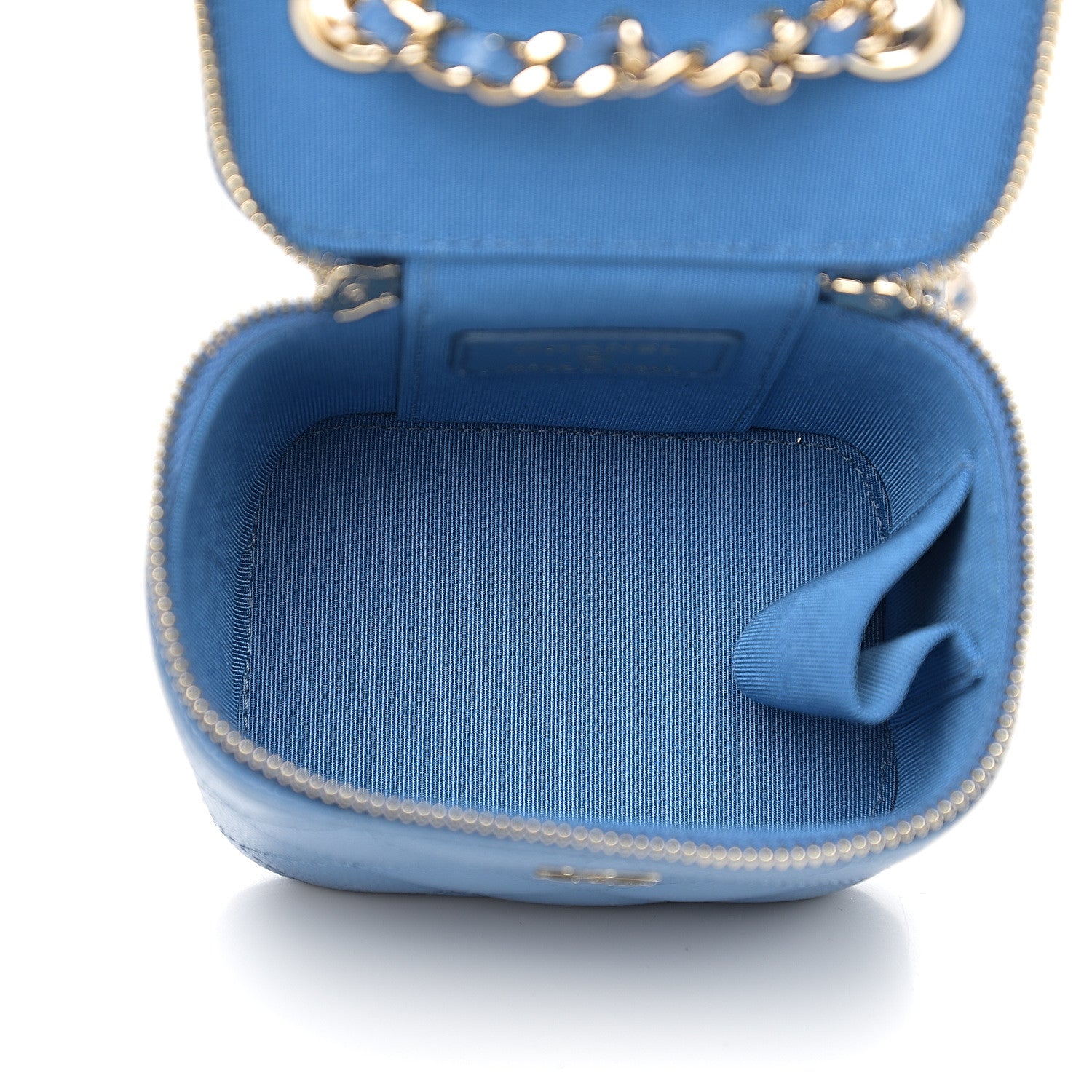 Chanel Caviar Quilted Mini Vanity Case With Chain Blue 4 of 8