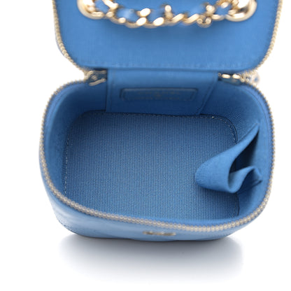 Chanel Caviar Quilted Mini Vanity Case With Chain Blue 4 of 8