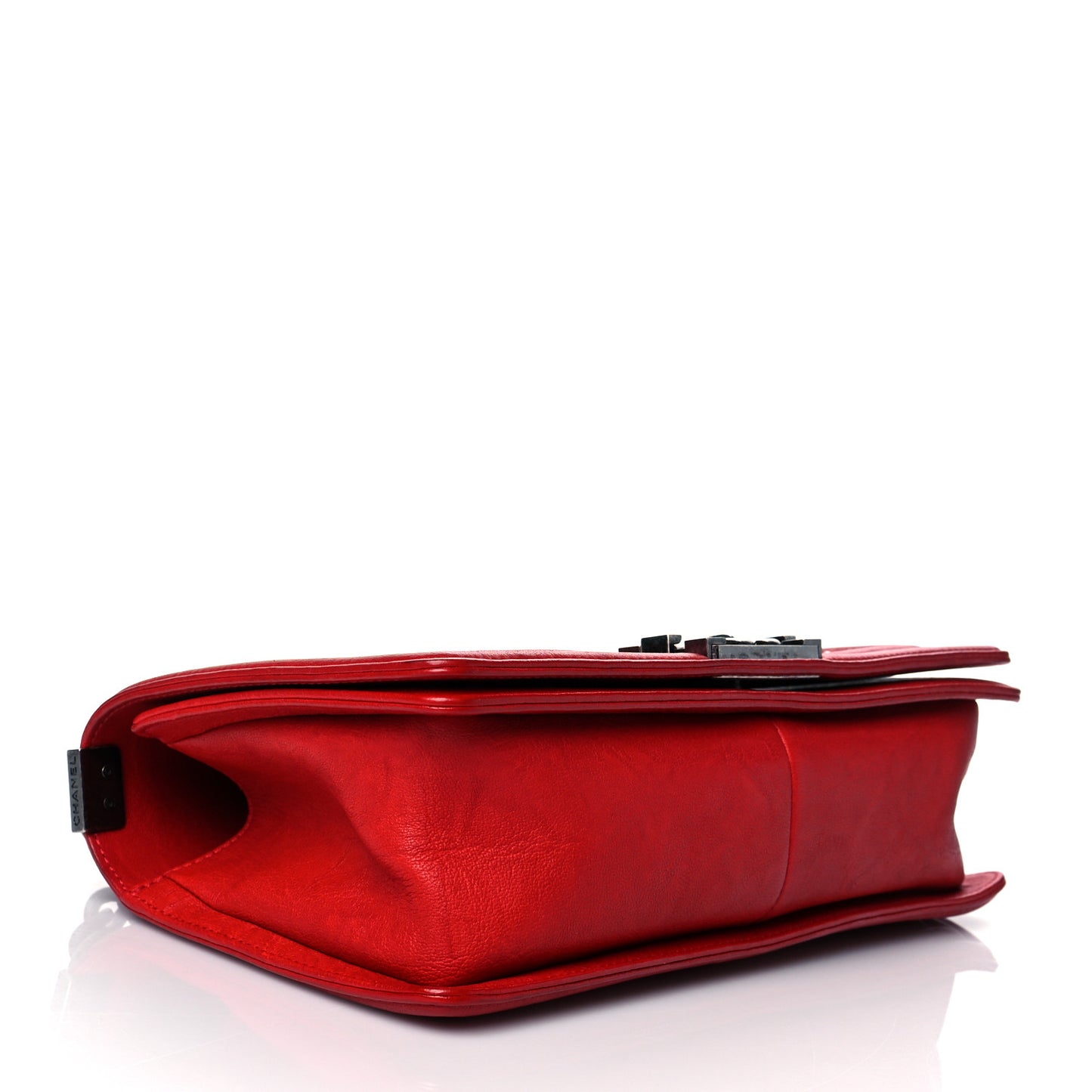 Crumpled Lambskin Small Studded Boy Flap Red