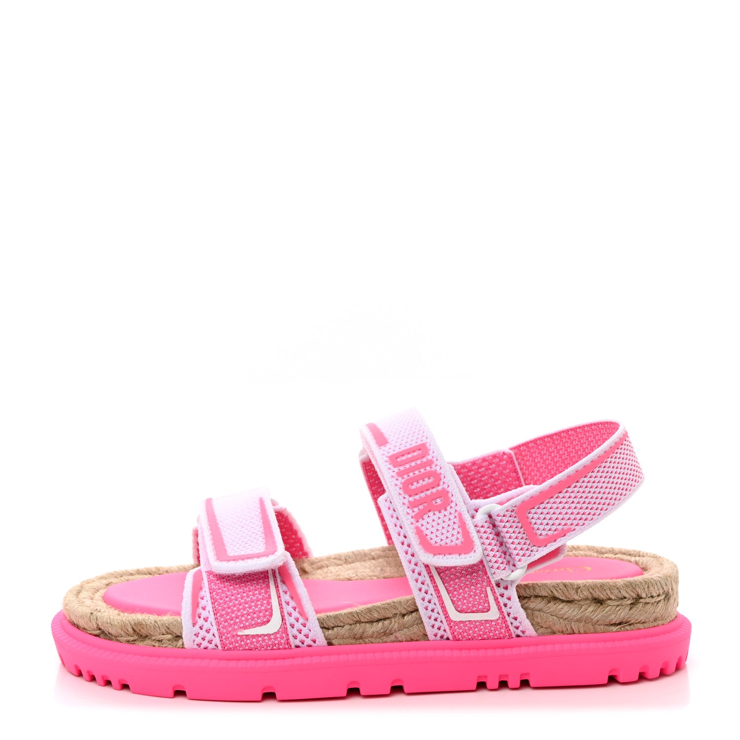 Christian Dior Technical Knit Jute Dioract 10mm Sandals 38 White Fuchsia 1 of 9