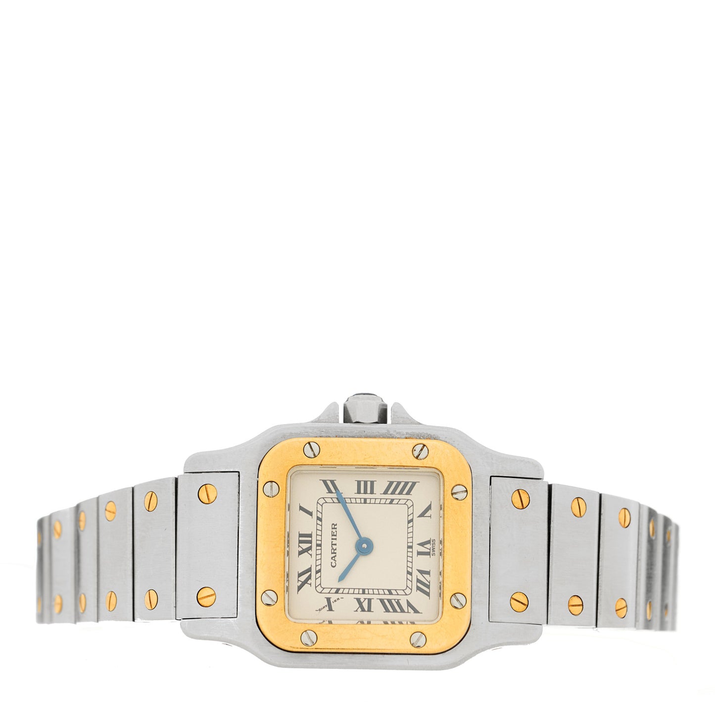 Stainless Steel 18K Yellow Gold 24mm Santos De Cartier Galbee Quartz Watch