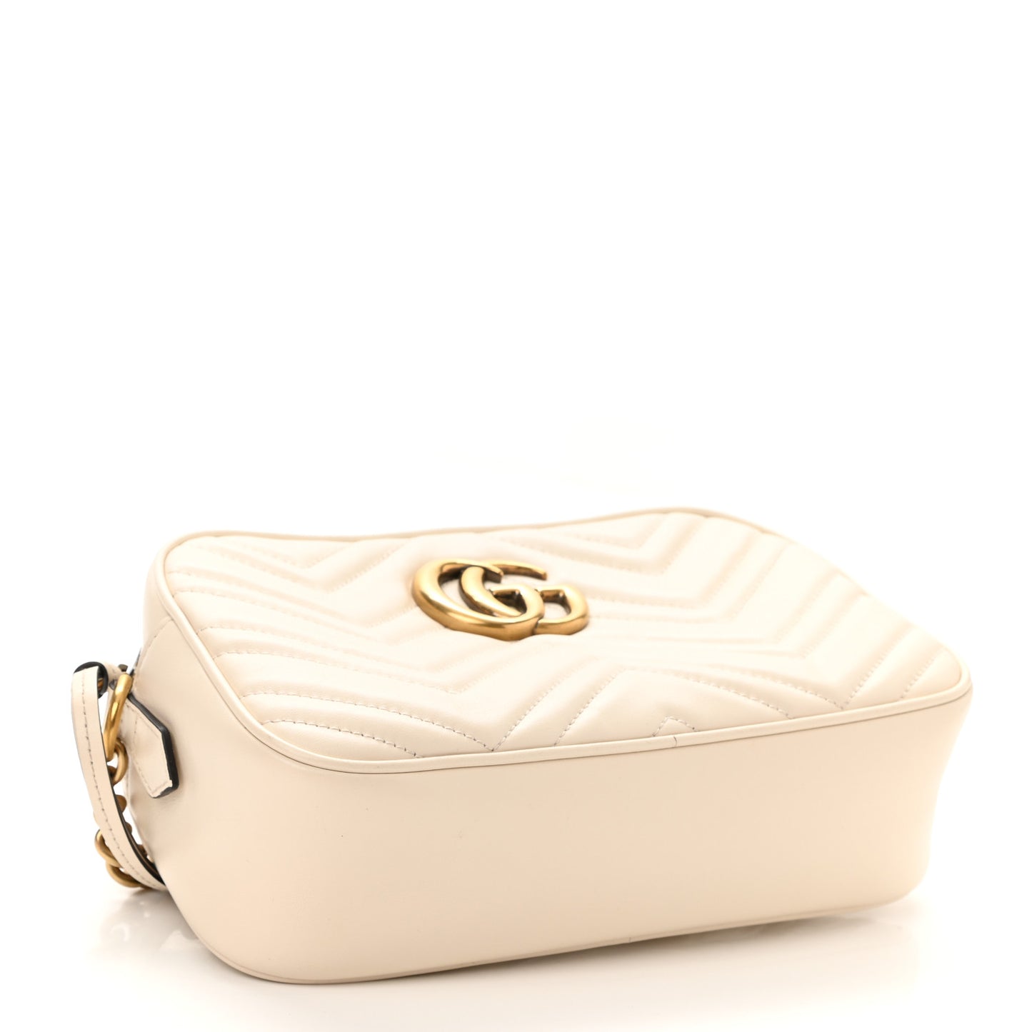 Calfskin Matelasse Small GG Marmont Chain Shoulder Bag White