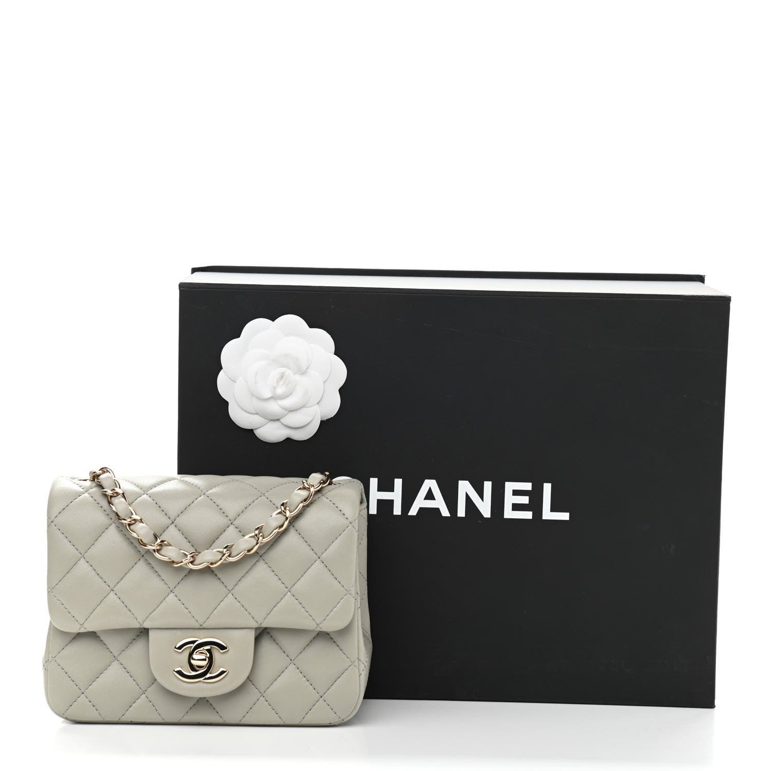 Chanel Lambskin Quilted Mini Square Flap Grey 11 of 11
