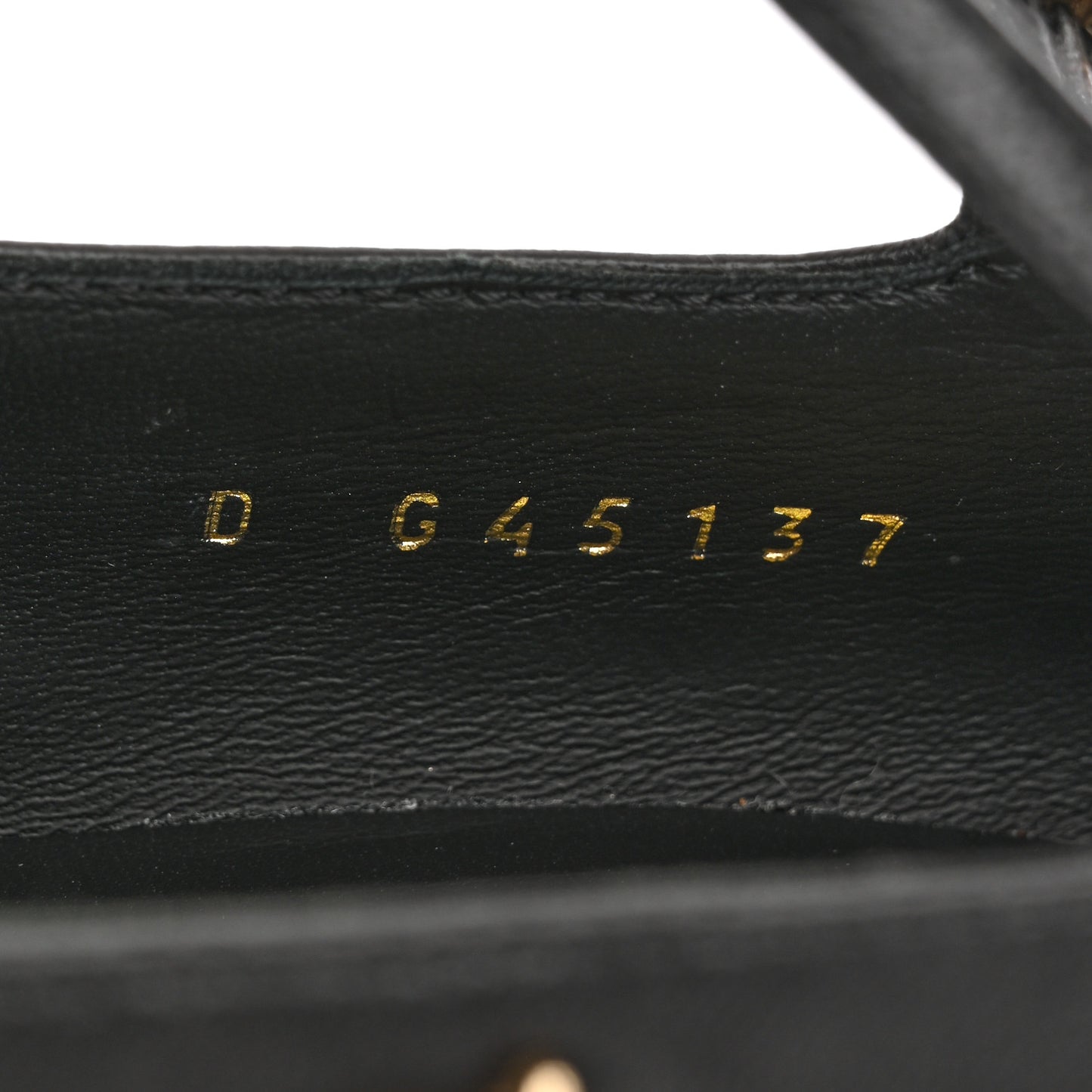 Lambskin Patent Cap Toe Charms Mary Jane Pumps 36.5 Black