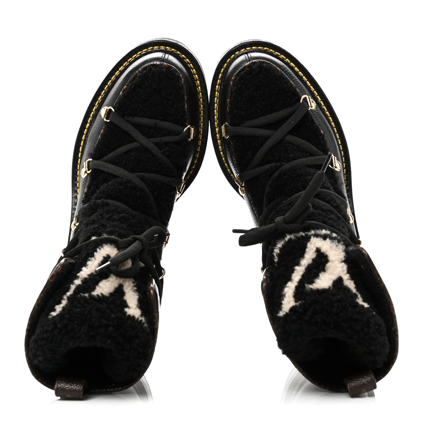 Grained Calfskin Shearling LV Beaubourg Ankle Boots 37.5 Black