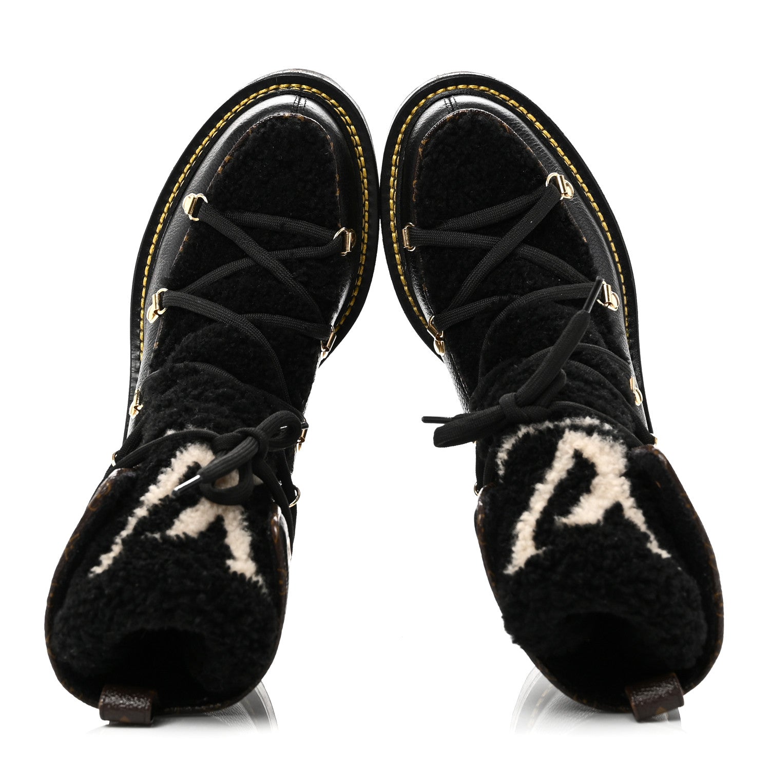 Louis Vuitton Grained Calfskin Shearling LV Beaubourg Ankle Boots 37.5 Black 2 of 9