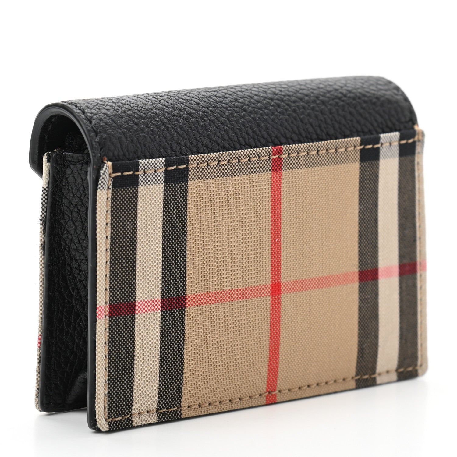 Burberry Grainy Calfskin Vintage Check Jade Card Case 3 of 9