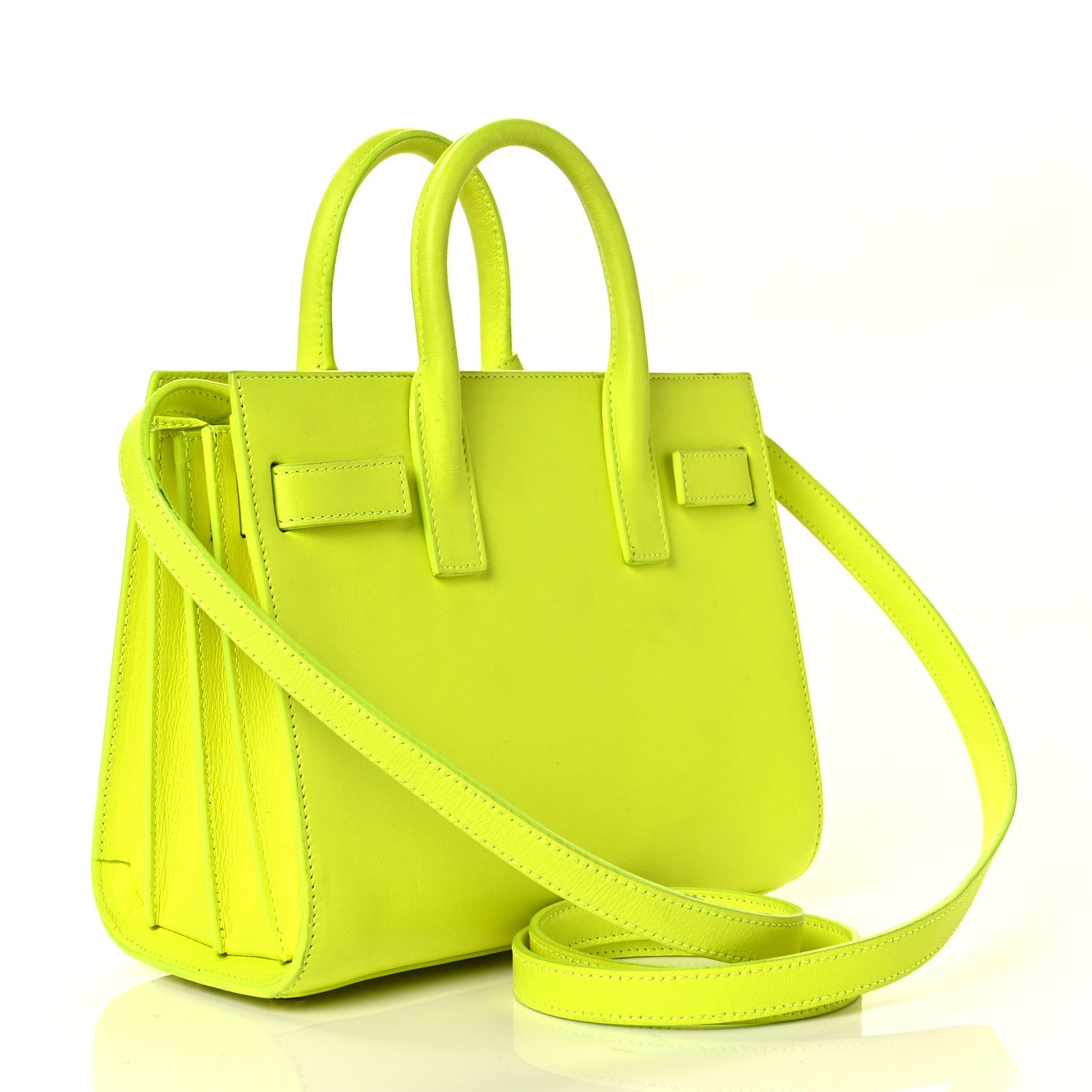 Saint Laurent Calfskin Nano Sac De Jour Neon Yellow 3 of 8