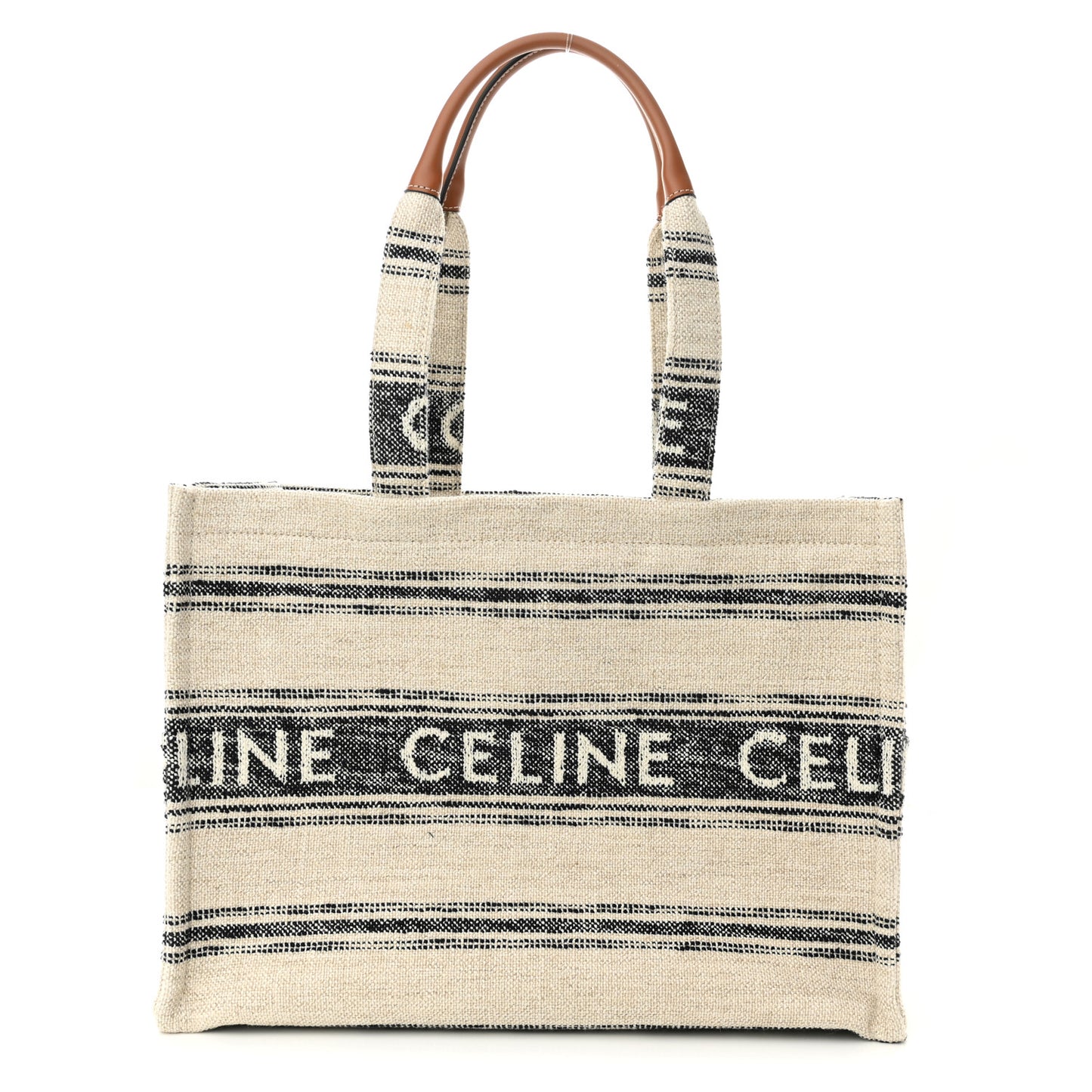 Jacquard Striped Large Cabas Thais White Black