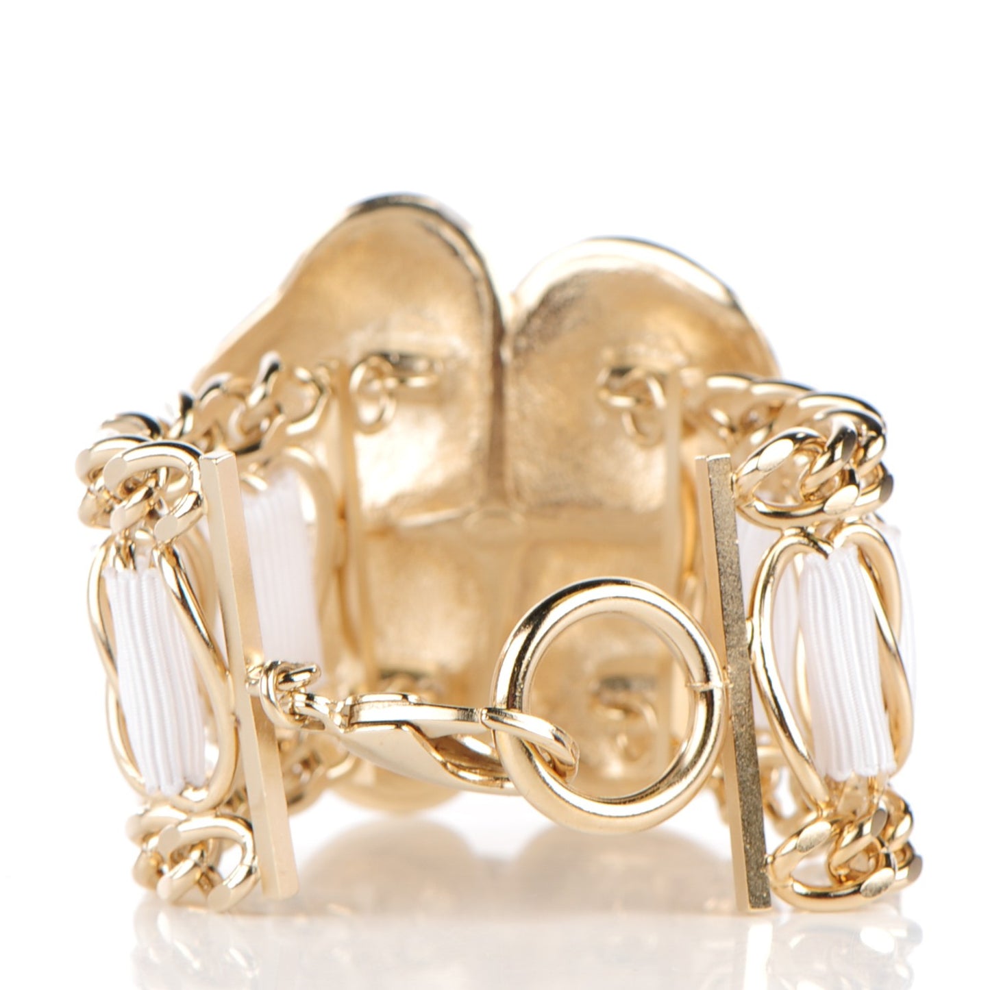 Enamel Camellia Chain Ribbon Bracelet White