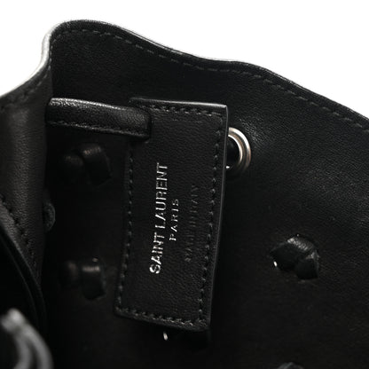 Saint Laurent Calfskin Fringe Monogram Mini Bourse Bucket Bag Black 6 of 11