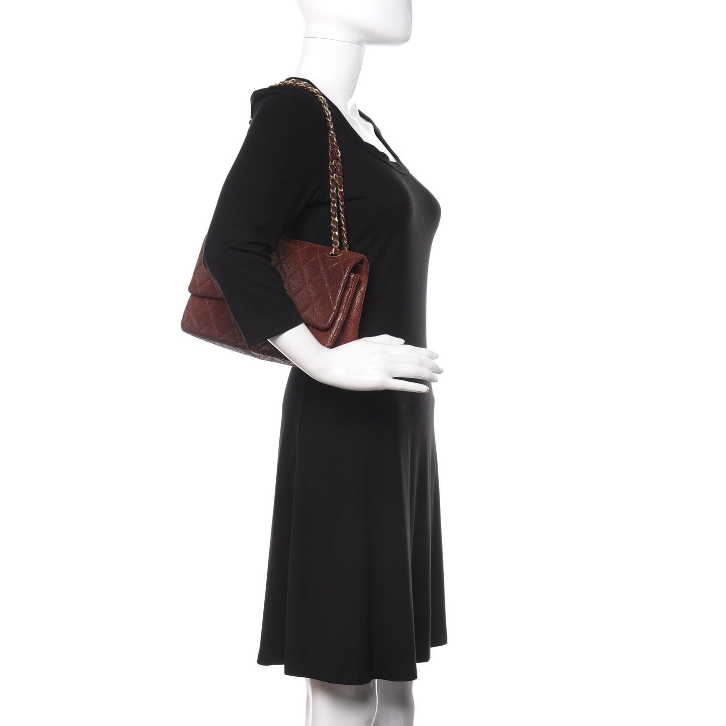Iridescent Caviar Quilted Medium Double Flap Burgundy