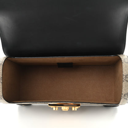 Gucci GG Supreme Monogram Small Padlock Bamboo Shoulder Bag Beige Black Cuir 4 of 9