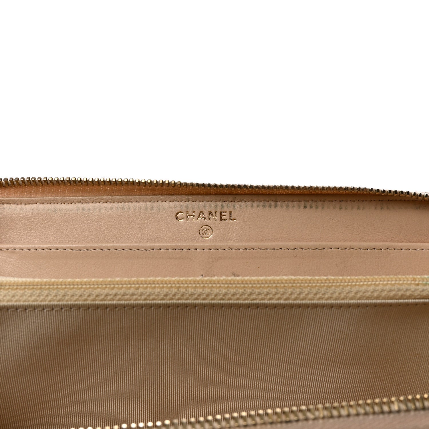 Chanel Iridescent Caviar Quilted Large Gusset Zip Around Wallet Beige 10 of 13