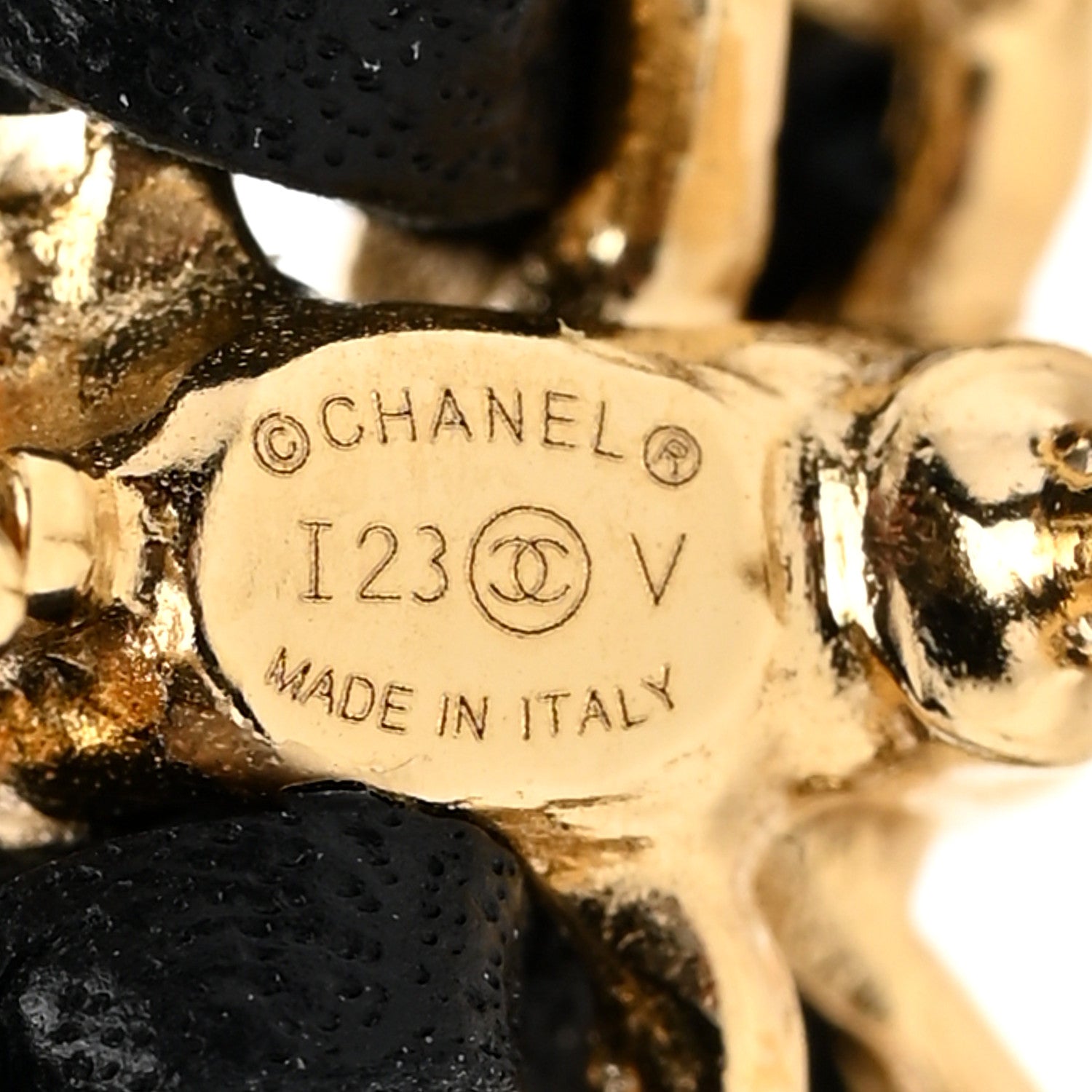 Chanel Lambskin Chain Bow Stud Earrings Black Gold 3 of 4