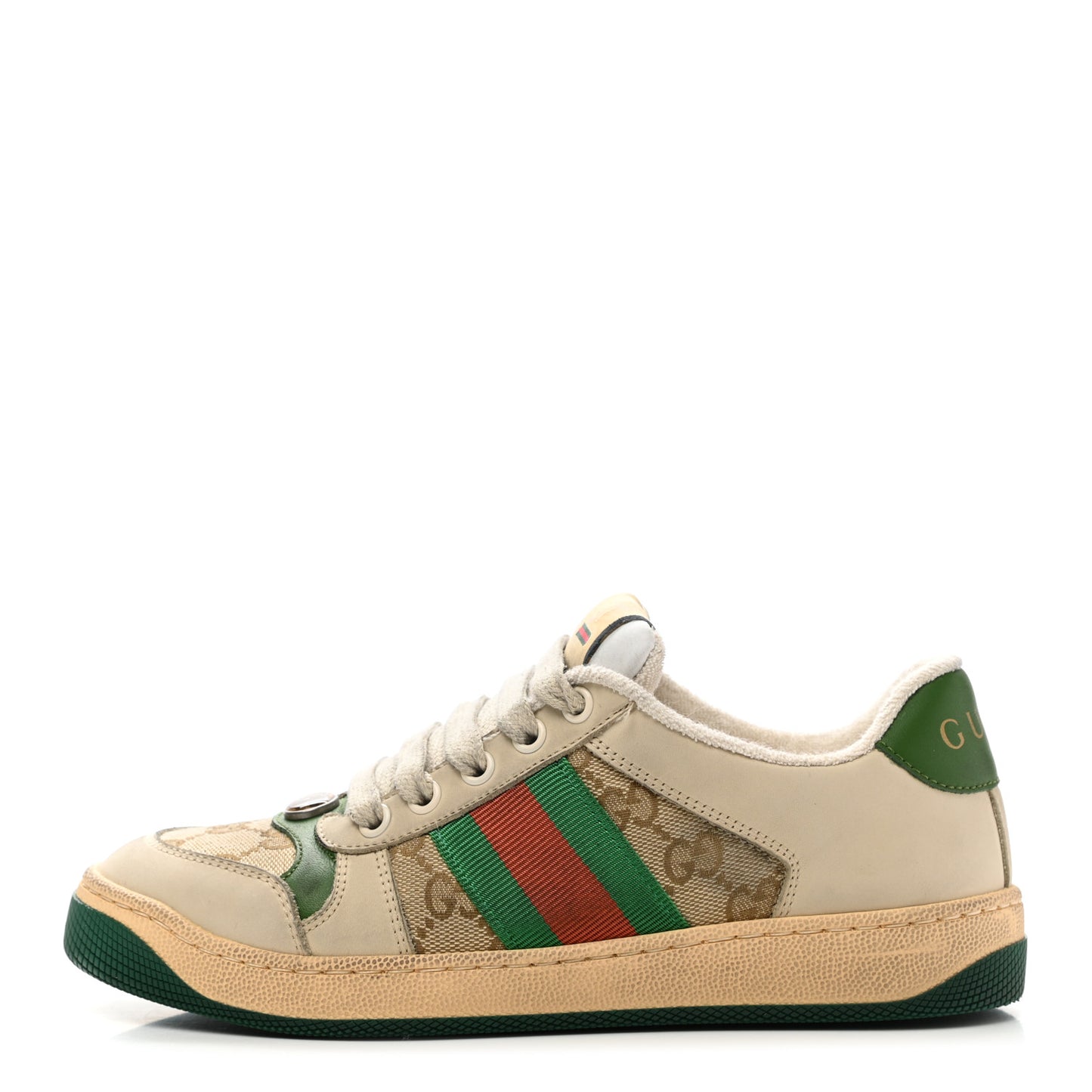 GG Monogram Nubuck Web Womens Screener Sneakers 35.5 New Sand Dusty Milk Vintage Green