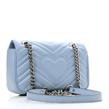 Gucci Calfskin Matelasse Mini GG Marmont Shoulder Bag Porcelain Light Blue 3 of 13