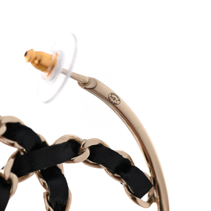 Chanel Lambskin CC Chain Hoop Earrings Black Gold 4 of 4