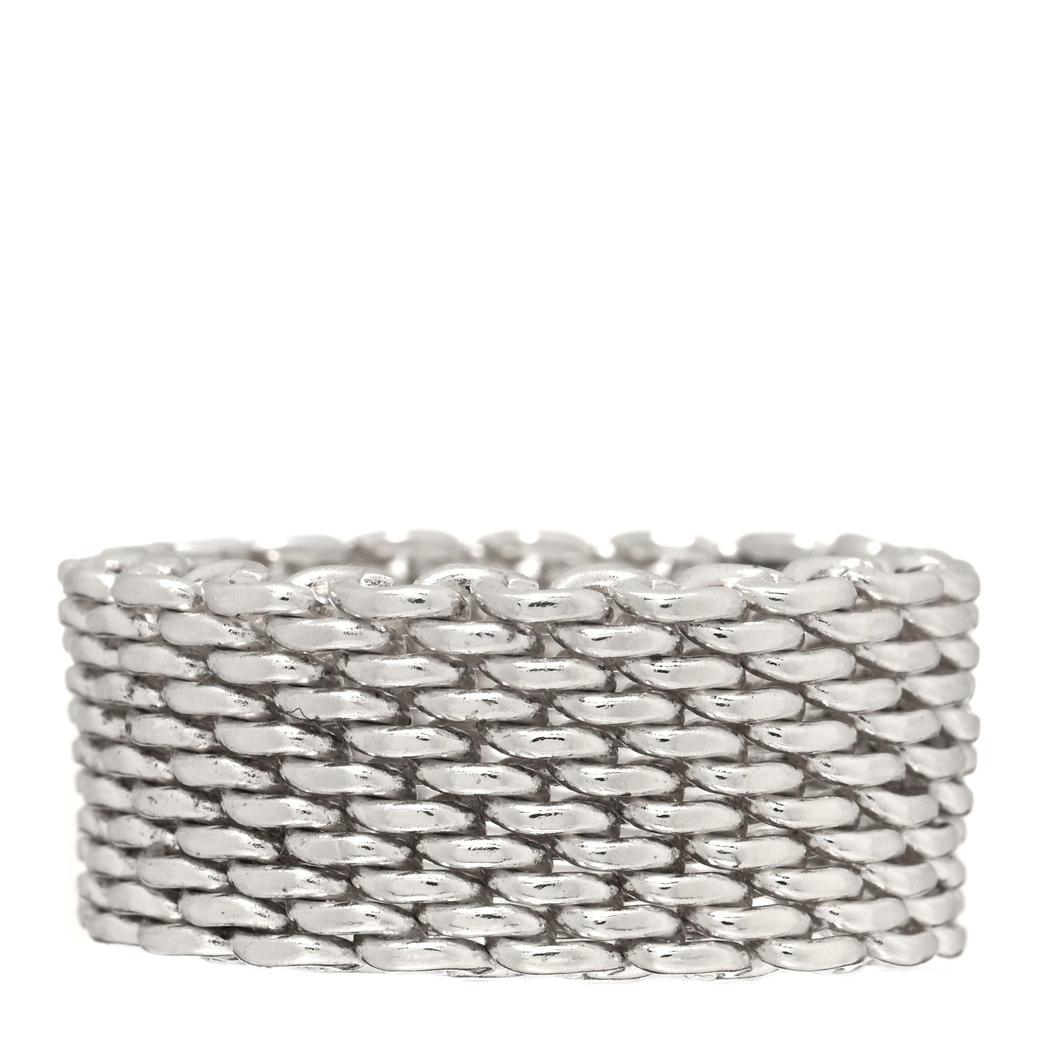 Tiffany Sterling Silver Somerset Mesh Ring 56 7.75 1 of 4