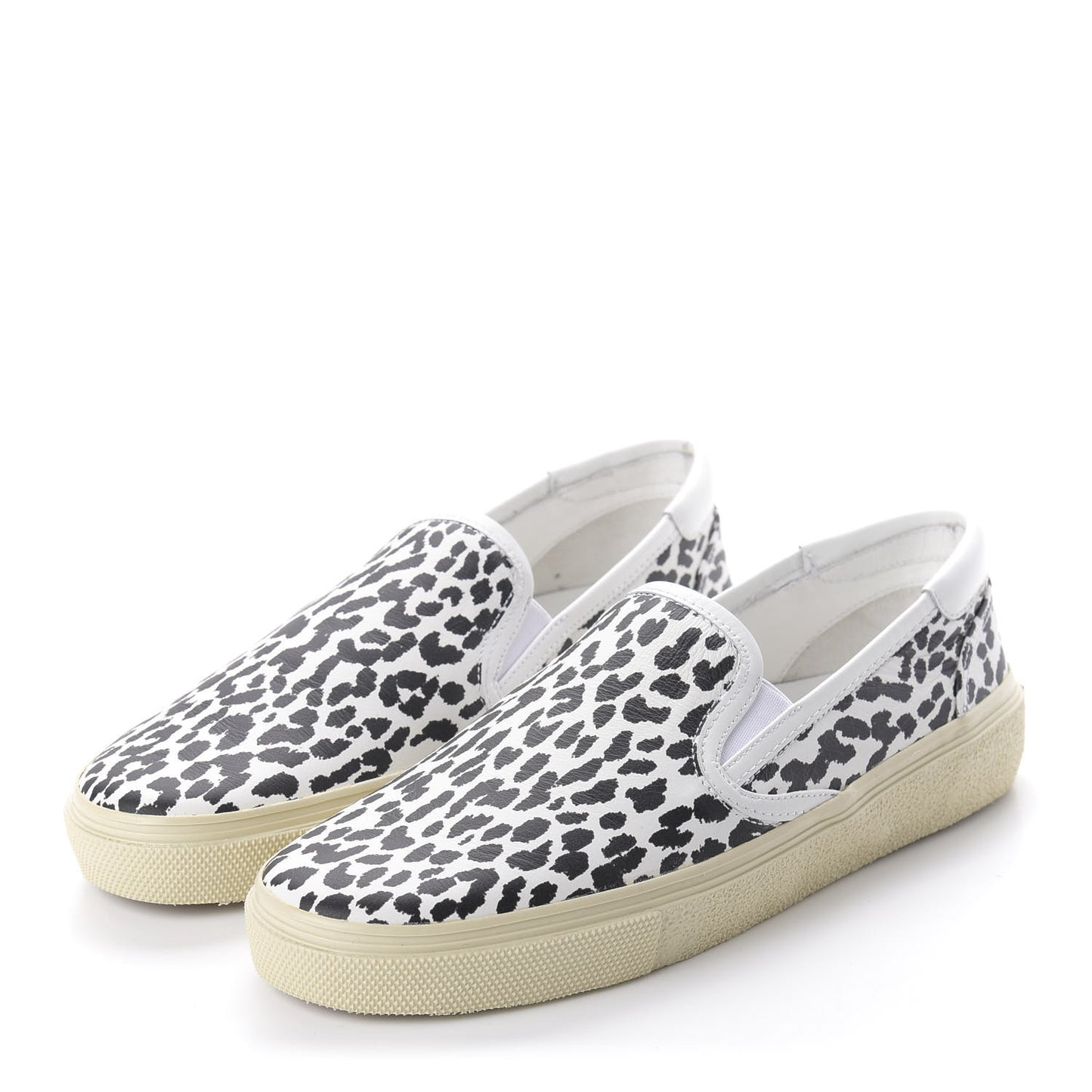 Soft Calfskin Babycat Leopard Womens Skate Slip On Sneakers 39 Black White